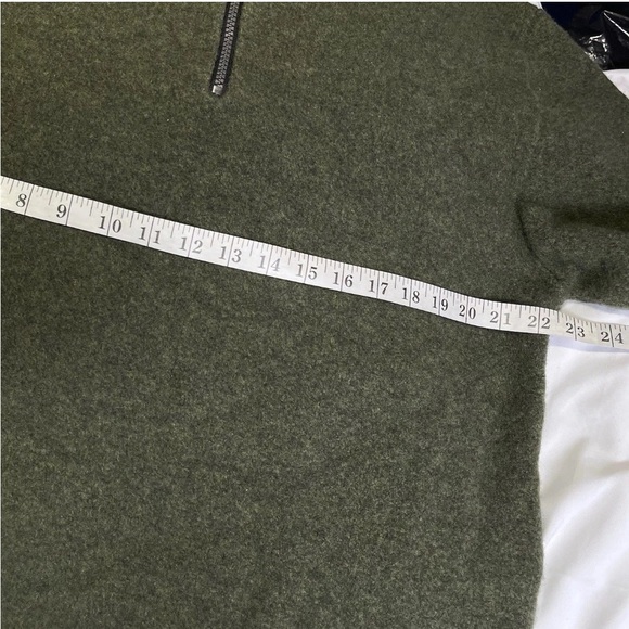 Lochaven of Scotland Sweater Mens M Moss Green 1/4 Zip 100% Wool Hunting Lodge - Picture 9 of 11